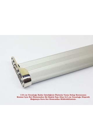 Gardırop Elbise Askı Borusu Alüminyum Dolap Borusu Oval 1 Adet 110 Cm Ve 2 Adet Boru Başlığı Dolap İ