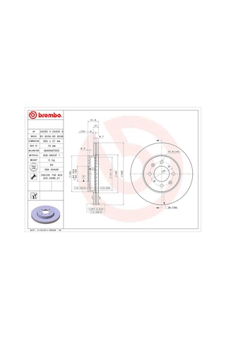 Honda Civic Ön Fren Diski 1.6 Vtec 262 Mm 1996-2001 Brembo