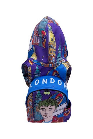 İkigai City Serisi Okula Dönüş London Desenli Çıkabilir Kapüşonlu Hafif Notebook Cepli Sırt Çantası - Renkli Çok Renkli