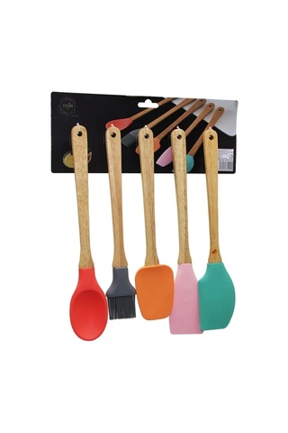 5 Parça Bambu Saplı Silikon Kaşık Seti Diğer