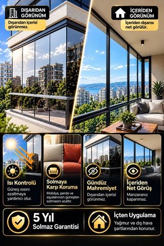 Zelayhome Silver Aynalı Cam Balkon Filmi 100 CM X 4 M