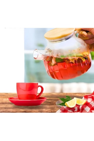 Bambu Kapaklı Süzgeçli Demlik 1000 Ml Renkli