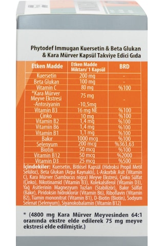 Phytodef Immugan Kuersetin Beta Glukan Kara Mürver 30 Kapsül