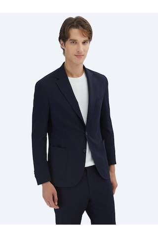 Kip Lacivert Desenli Modern Fit Takım Elbise Lacivert