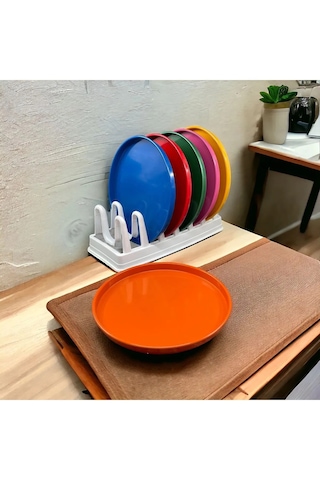 6 Lı Metal Renkli Sunum Servis Tepsisi Tepsi 24cm