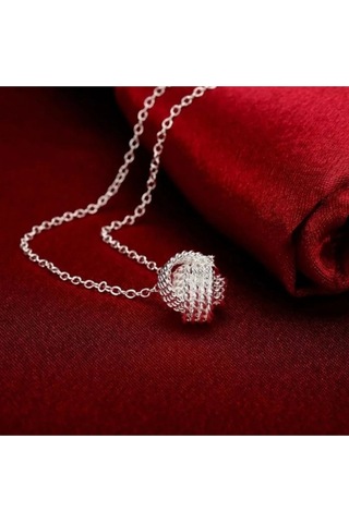 925ayar Gümüş Örgü Top Kolye