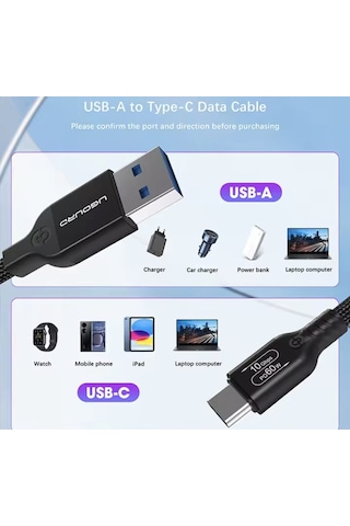 Ugourd 1-metre Pd 60w Usb To Type-c 3.2/gen2/10gbps E-marker Çip