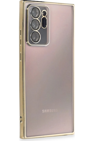 Cosmotex Newface Samsung Galaxy Note 20 Ultra Kılıf Razer Lensli Silikon - Gold