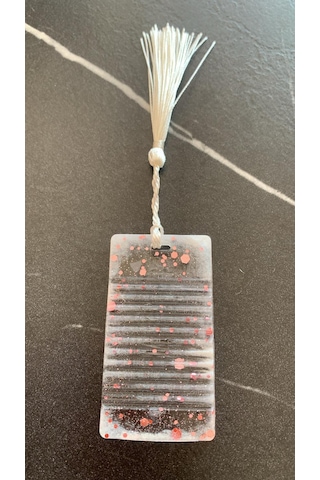 Şeffaf Epoksi Üzerine Pembe Glitter Süslemeli Dikdörtgen Şekilli