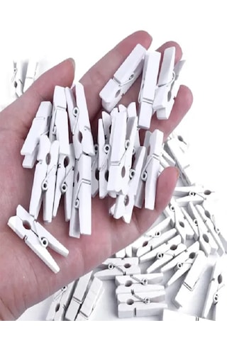 Mobgift 100'lü Beyaz Ahşap Mandal 2.5cm 10'lu Paket-1000 Adet