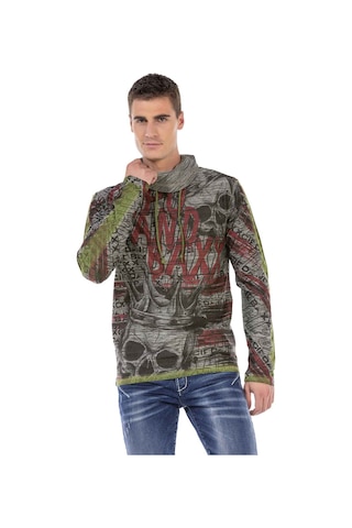 Cipo & Baxx CL468 Şal Yaka Desenli Sweatshirt Antrasit