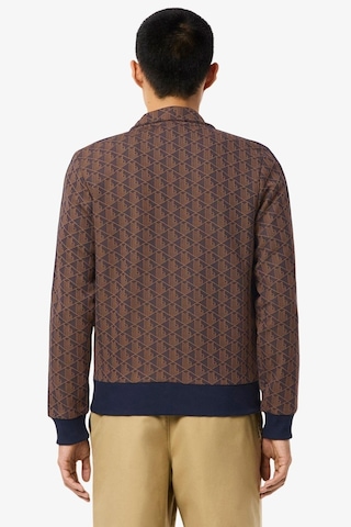Lacoste Men's Regular Fit Zip Up Monogram Sweatshirt Erkek Tam Fermuarlı Logolu Sweatshirt Kahverengi