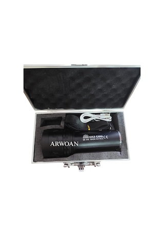 Arwoan Gk-312 Şarjlı Led El Feneri Metal Taşıma Çantalı, Güçlü, Uzun Menzilli, Usb Şarjlı Beyaz