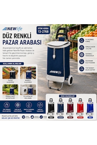 Newlıfe Mnc-202-212 Düz Renkli Pazar Arabası- 10'li Paket