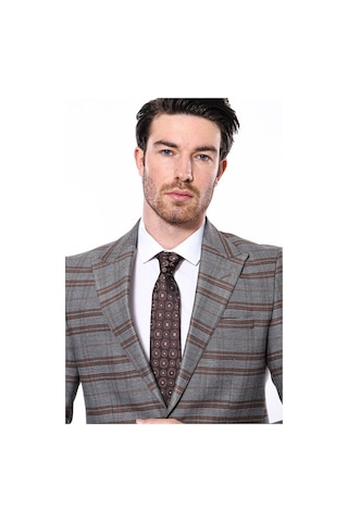 Wessi Ekose Desenli Slim Fit Kahverengi Erkek Ceket - Wessi Kahverengi