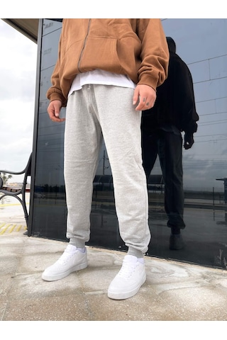 Unisex Şardonlu Eşofman Altı - Gri 001