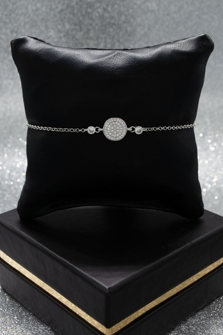 Parmas Design Yuvarlak Zirkon Taşlı 925 Ayar Gümüş Ayarlanabilir Kadın Bileklik - Gümüş