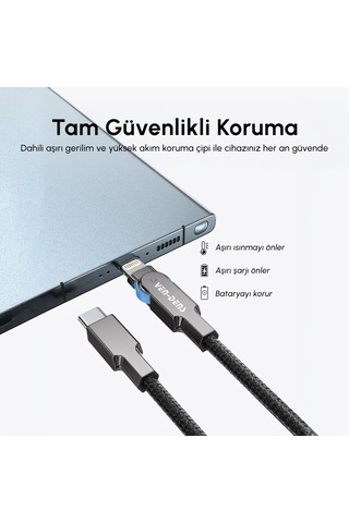 Ven-dens Vd-dc03cl Premium Usb-c Lightning Hızlı Şarj Kablosu 27w - Siyah