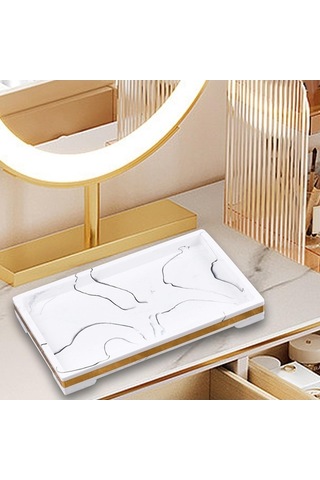 Pazly Vanity Tepsisi Tepsi Suntek Mutfak Mermer Dekoratif Beyaz Banyo Uy Beyaz