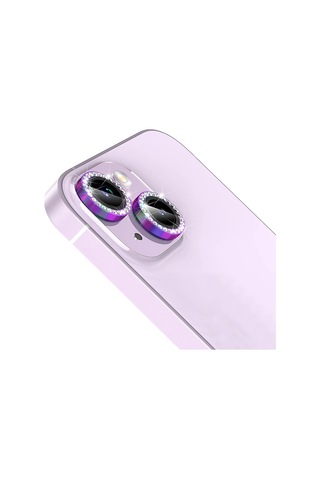 Buff İphone Uyumlu 14 / 14 Plus Diamond Kamera Lens Koruyucu Gökkuşağı