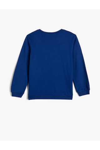 Koton Sweatshirt Kaplan Çift Taraflı Pul Payet İşlemeli Şardonlu Bisiklet Yaka Pamuklu Saks 4wkb10022tk Saks Mavi