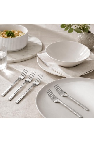 Kahvaltı Ve Tatlı Çatalı, 6'li Paslanmaz Çelik Küçük Çatal Seti, Gümüş Metal 15 Cm, 6 Adet