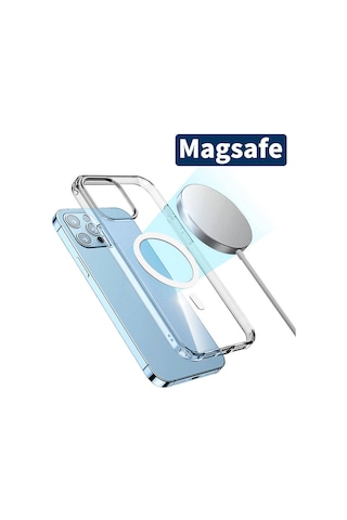 İphone Uyumlu 15 Pro Max Uyumlu Magsafe Şarj Özellikli Şeffaf Sert Pc Tchs Embos Kılıf-renksiz Renksiz
