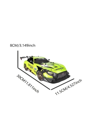 Uzaktan Kumandalı Işıklı 7 Fonksiyonlu 1:14 4 Çeker 10 Km/s Hızlı 4 Yedek Lastikli Oyuncak Drift Arabası Yeşil
