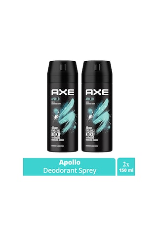 2 Adet Axe Erkek Sprey Deodorant Apollo 48 Saat Etkileyici Koku Vücut Spreyi 150 Ml