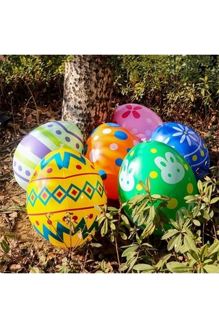 Ulzyvf Mor Pvc Hava Dolgulu Paskalya Yumurtası - Bahçe Dekorasyonu Oyuncağı, Hava Alma Kolay, Dayanıklı Dış Mekan Süsülü Ren