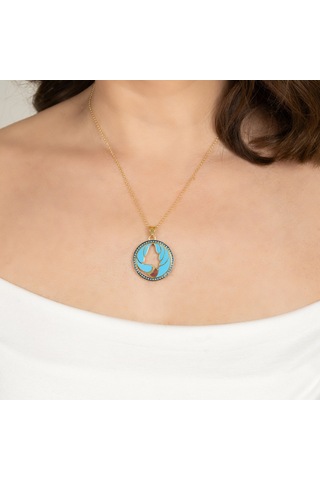 Kayra Mücevher Mineli Kova Burcu Altın Kaplama Kolye