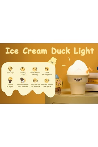 Dondurma Ördek Gece Lambası, Silikon Emzirme Lambası, Usb Şarj Edilebilir Diğer