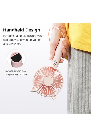 Folinda Beyaz El Tutan Mini Fan: 3 Hız Seçeneği, Hafif Taşınabilir, Düşük Gürültü Ve Yumuşak Işık Ile Beyaz