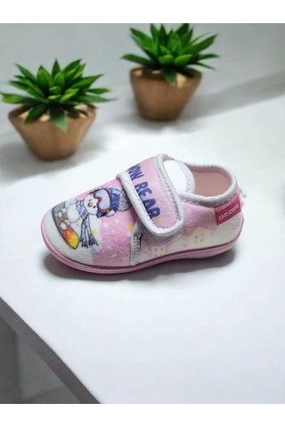 Çocuk Tam Ortopedik Cırtlı Ev Kreş Okul Panduf Pembe