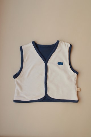 Balık Nakışlı Çift Taraflı Yelek Krem