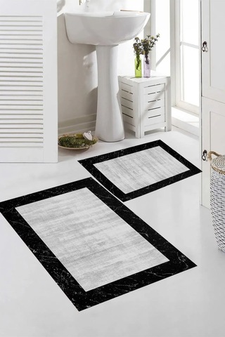 Eliana Home Dijital Baskı 2'li Banyo Paspas Takımı Lna5-fnl475 100x60 Ve 60x50 Cm Siyah