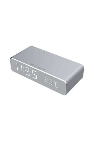 Leezsing Siyah Qı Kablosuz Şarj Cihazı İle Led Saat, 3 Alarm, Sıcaklık Göstergesi Ve Usb Portu - Ofis/ev Masaüstü Aleti