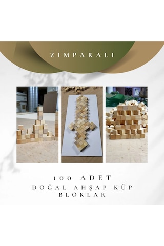Doğal Ahşap Çam Küp Bloklar 100 Adet 2x2x2cm