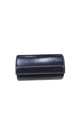 3 Lü Deri Saat Kutusu Silindir Tasarım Taşınabilir Saat Saklama Organizer 24x11x7 Cm Taba Siyah