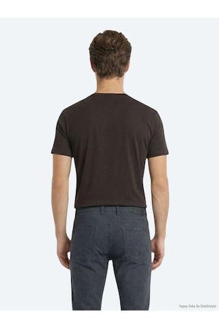 Kip Kahverengi Düz %100 Pamuk T-shirt kahverengi brown