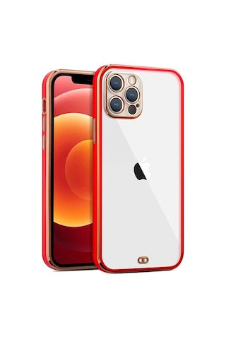 İphone 12 Pro Max 6.7inç Gold Çerçeve Kamera Korumalı Bumper Kılıf- 5775 Renk: Siyah
