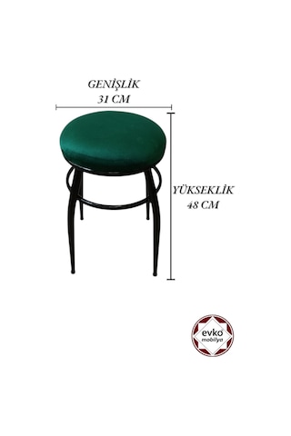 Evko Mobilya Tabure, Bar Taburesi, 2'li Tabure,siyah Ayaklı-yeşil