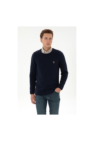 U.S. Polo Assn. Erkek Slim Fit Bisiklet Yaka Lacivert Kazak 50314975-VR033
