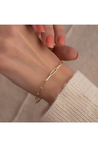 Çelik Bileklik Unisex Ataç Model Hediyelik Çelik Bileklik Altın