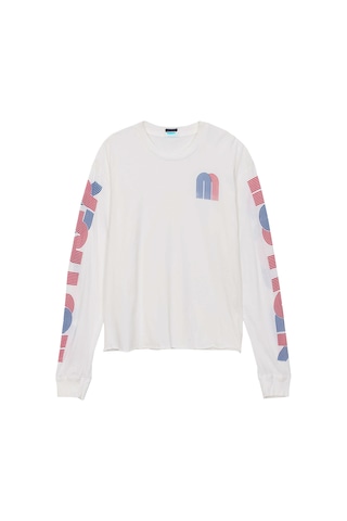 Mother Denim Uzun Kollu Rahat Kesim Sweatshirt Bej - Krem