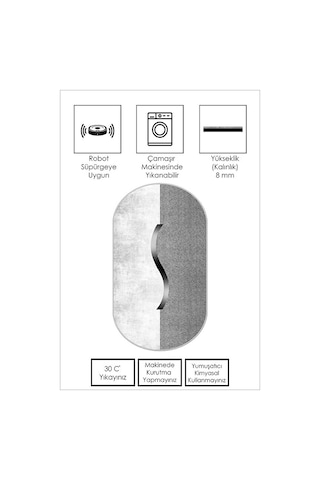West Home Dijital Baskı Yıkanabilir Kaymaz Taban Leke Tutmaz Oval Mutfak Halısı Salon Halısı Ve Yolluk Wh 559 Grey Oval