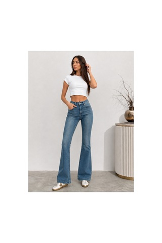 Bluemarlin Tint İşlemli Ön İşlemli Likralı Tam Kalıp Denim İspanyol Paça Jeans Pantolon Tint İşlemli