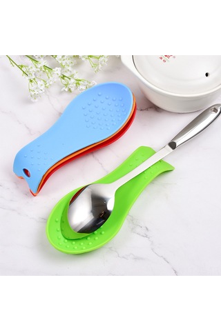 Jeemson Büyük Boy Mutfak Silikon Kaşık Tutucu - 23cm Ev Kullanıma Uygun, Temiz Ve Pratik, Renkli Kırmızı