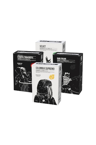 Noir Pit Coffee Co. Colombia Supremo, Ethiopia, Velvet Ve Dark Italian Çekirdek Kahve 4x250 G Diğer