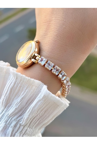 Coliseum Çelik Ve Taşlı Kordon Vintage Seri Küçük Kasa Özel Tasarım Kadın Kol Saati Sp.8933.m1 Sarı